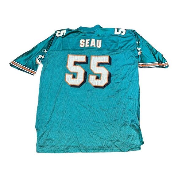 Reebok NFL Equipment Miami Dolphins Junior Seau #55 Jersey 2XL XXL Green - Picture 6 of 7